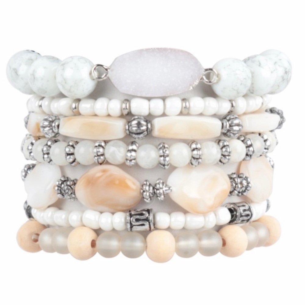 ‼️LAST SET‼️White/cream stackable druzy bracelet